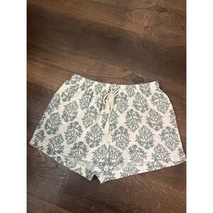 Rachel Zoe Womens Blue Floral Block Print Cotton Shorts Tassel Drawstring Size S